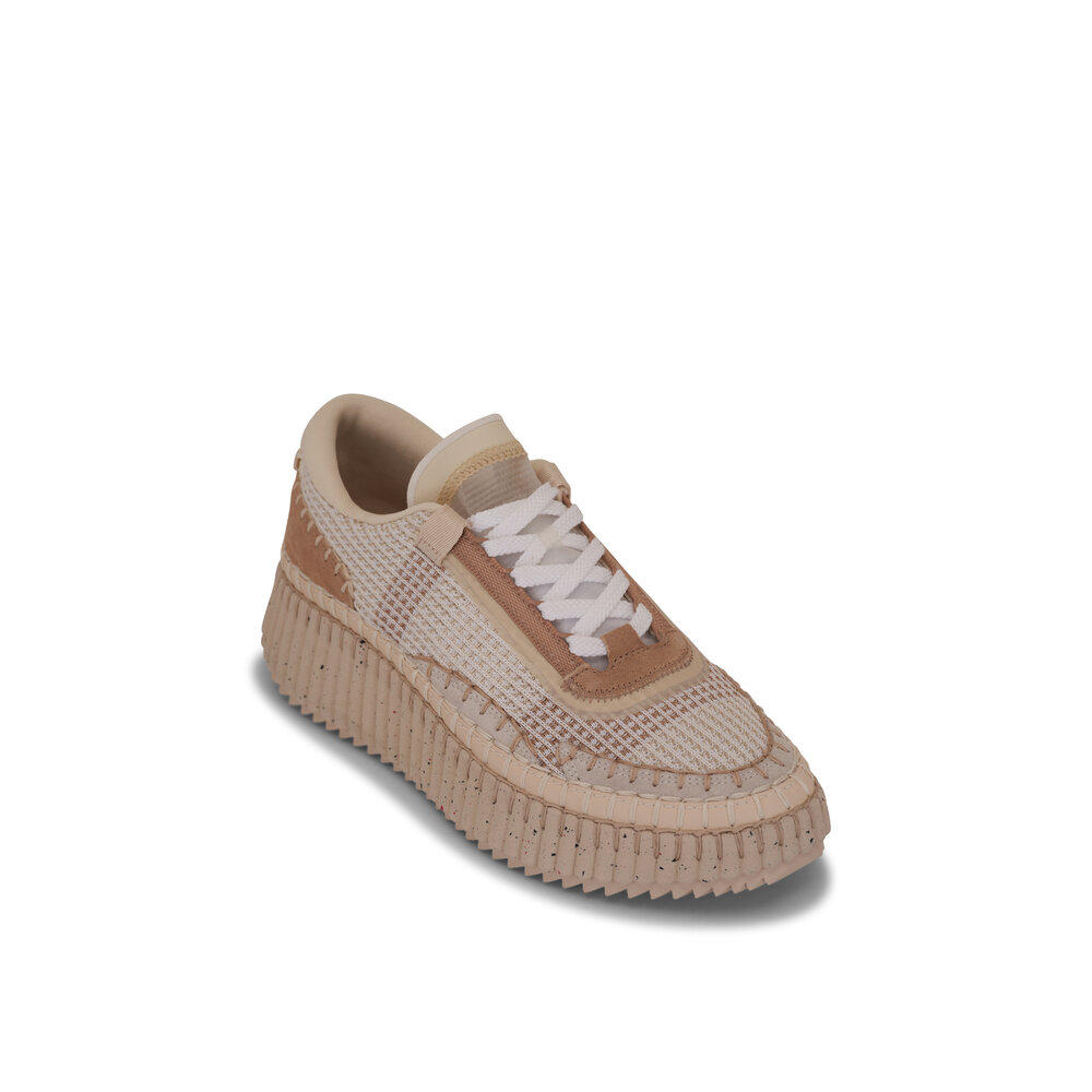 Chloé - Nama Pearl Beige Mesh Sneaker | Mitchell Stores