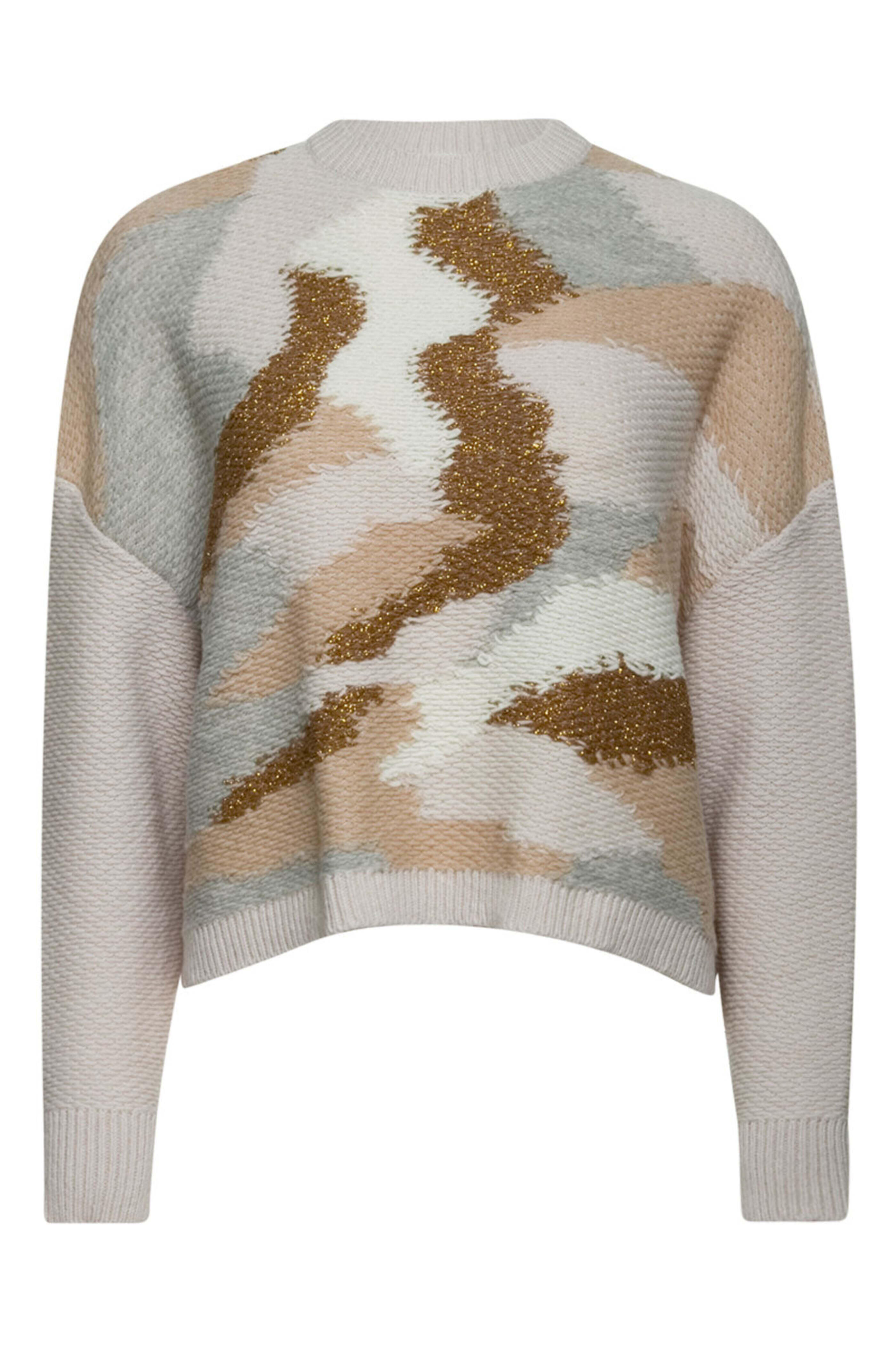Nude - Neutral Metallic Knit Cropped Sweater