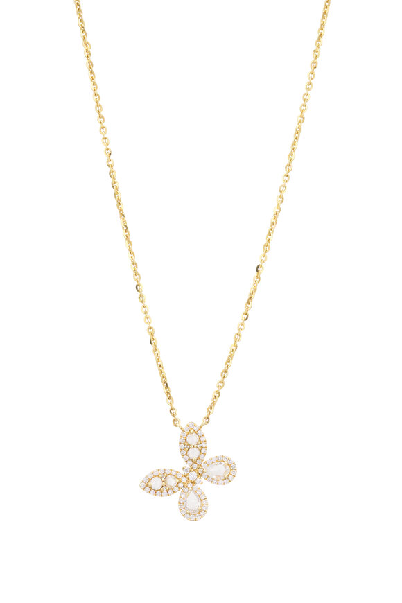 Kai Linz Yellow Gold Rose Cut Diamond Butterfly Necklace - view 2