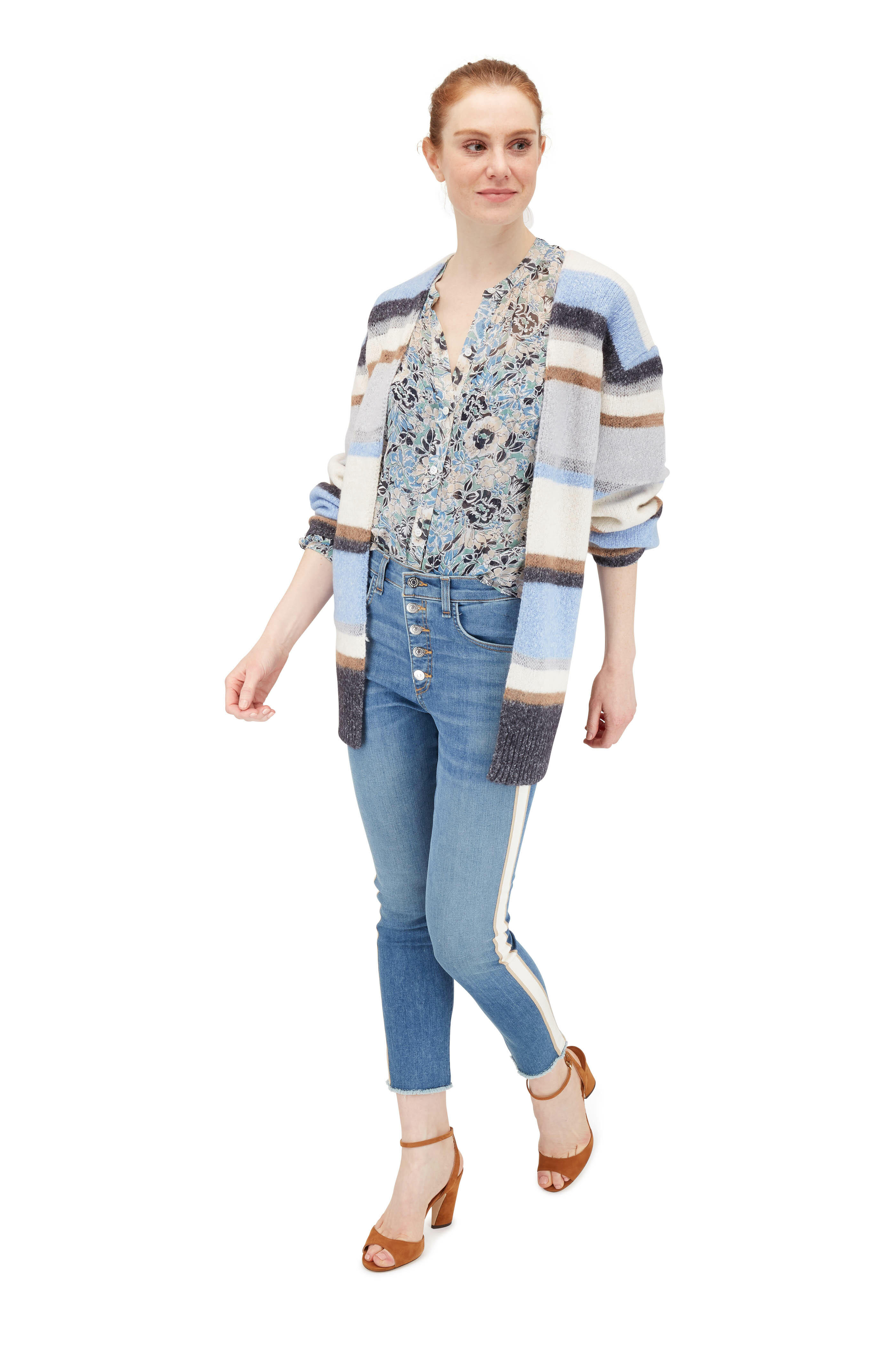 Veronica Beard - Elizabeth Multi Striped Open Front Cardigan