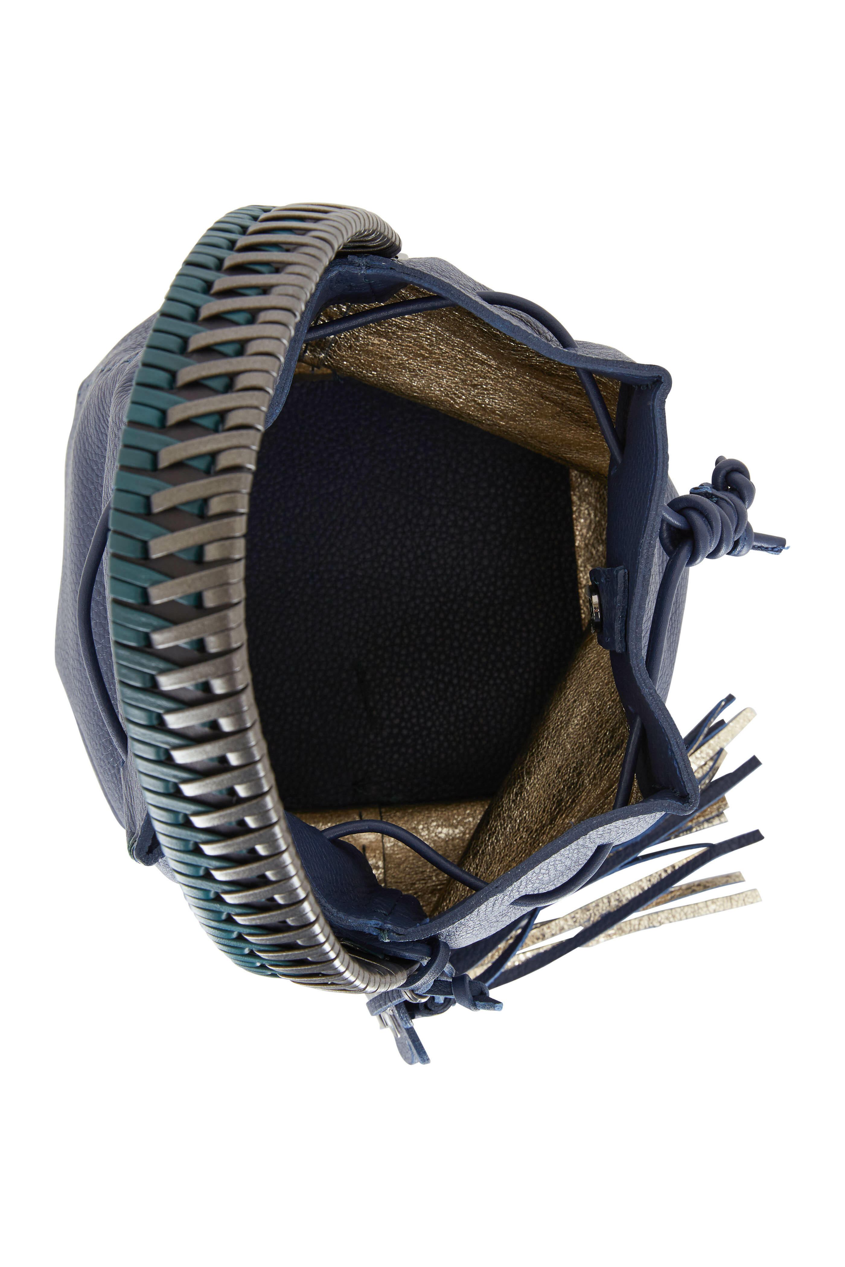 Henry Beguelin - Navy Grained Leather Small Hobo Bucket Bag