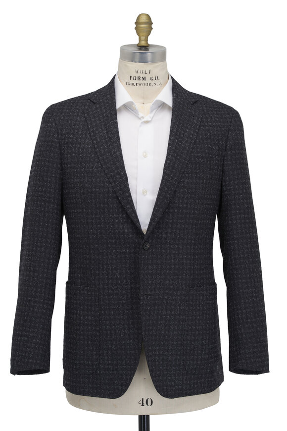 Canali - Charcoal Gray Boucle Check Sportcoat 