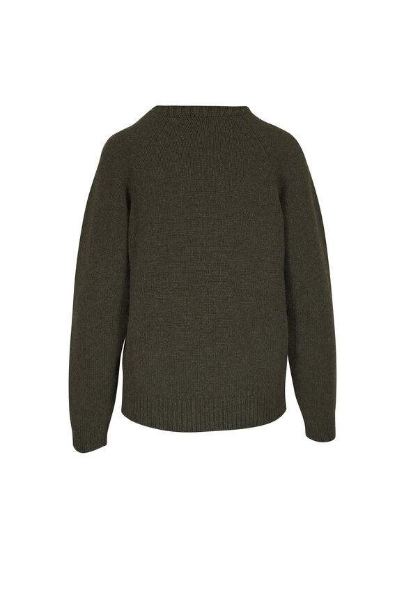 The Elder Statesman - Horsey Raglan Dark Olive Crewneck Sweater