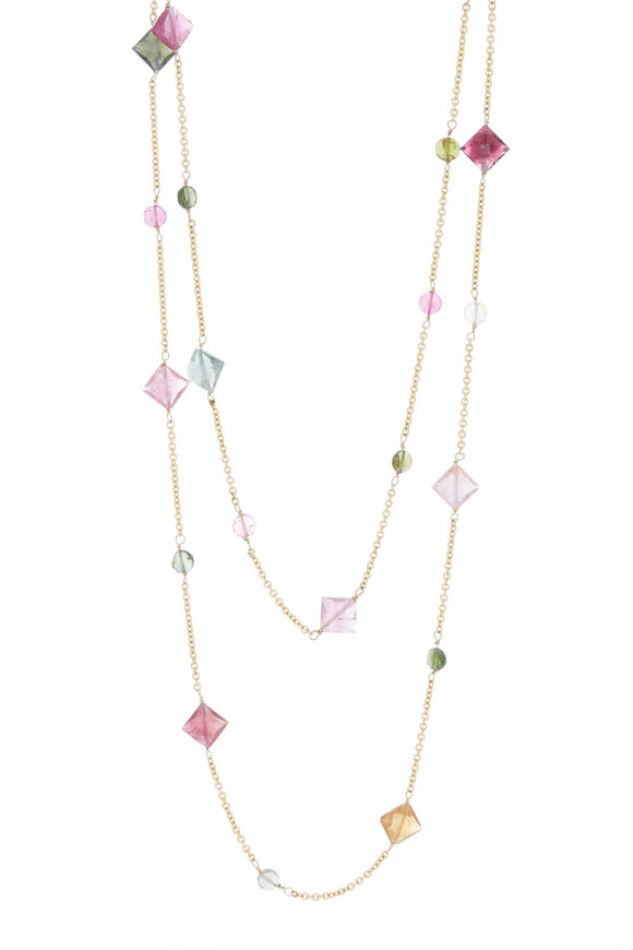 Emily & Ashley - 18K Yellow Gold Beaded Tourmaline Long Necklace