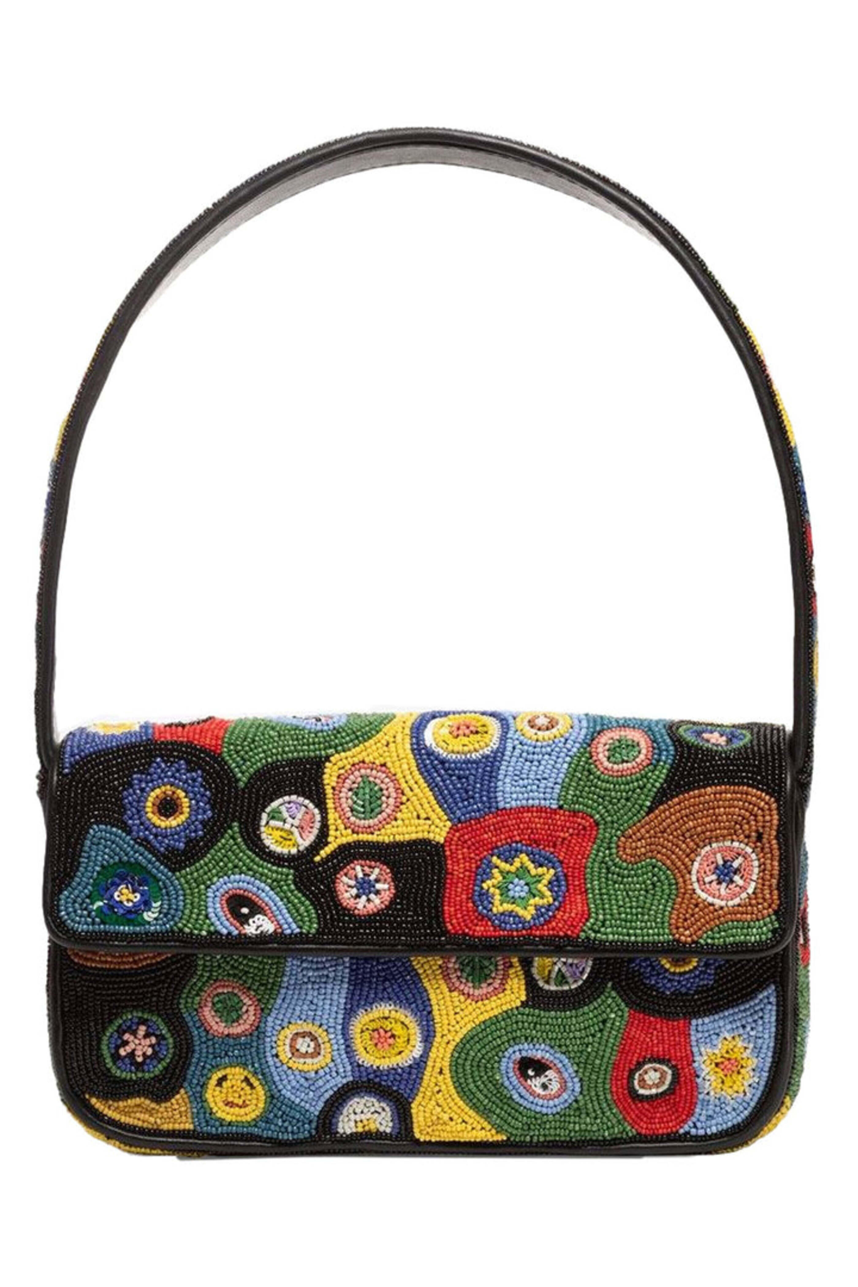Staud - Tommy Beaded Shoulder Bag in Black Millefiori