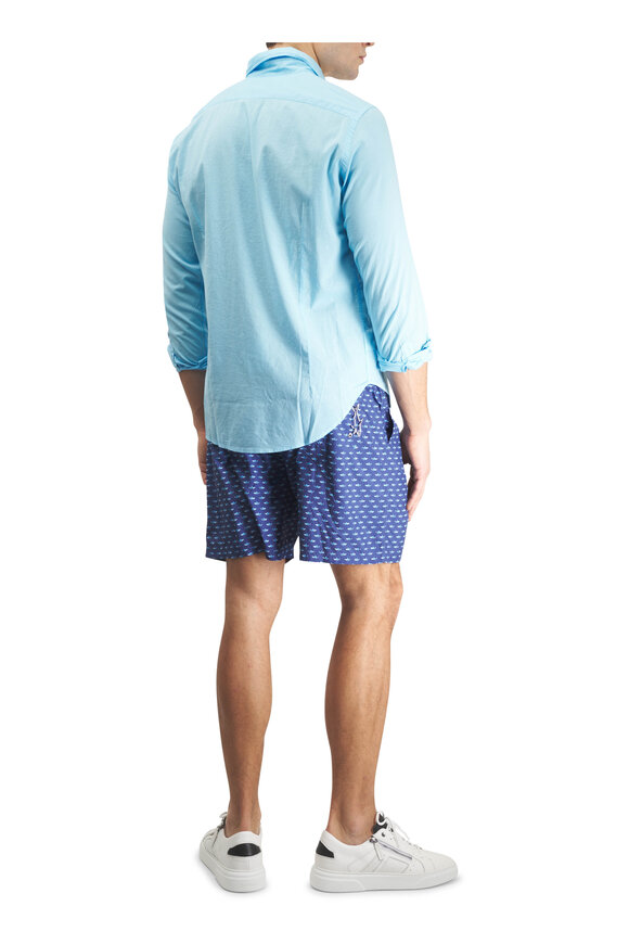 Paul & Shark Blue Shark Print Swim Trunks - view 4