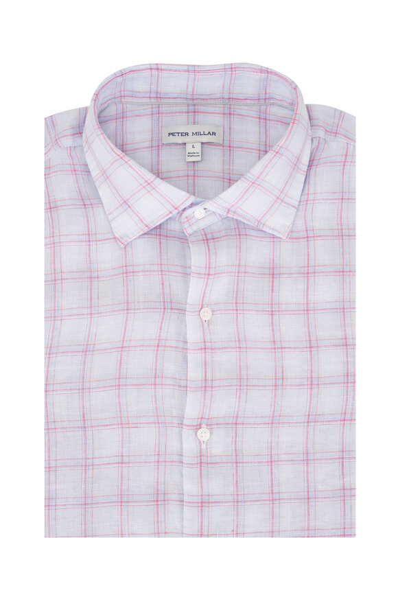 Peter Millar Stream Blue Linen Dress Shirt