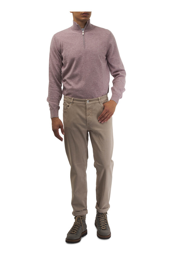 Brunello Cucinelli - Lilac Cashmere Quarter Zip Pullover