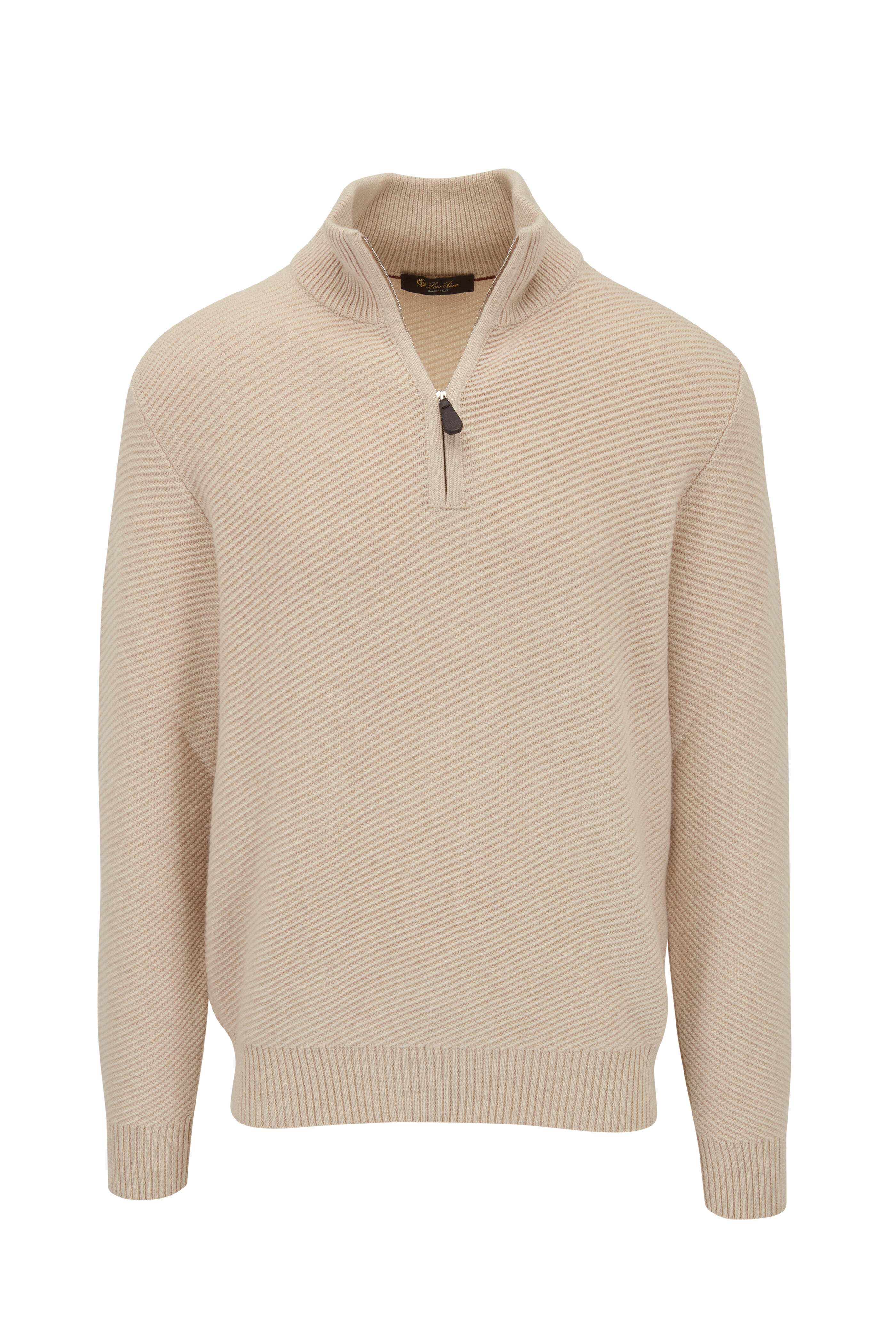 Loro Piana - Natural Mélange Cashmere Quarter Zip Pullover