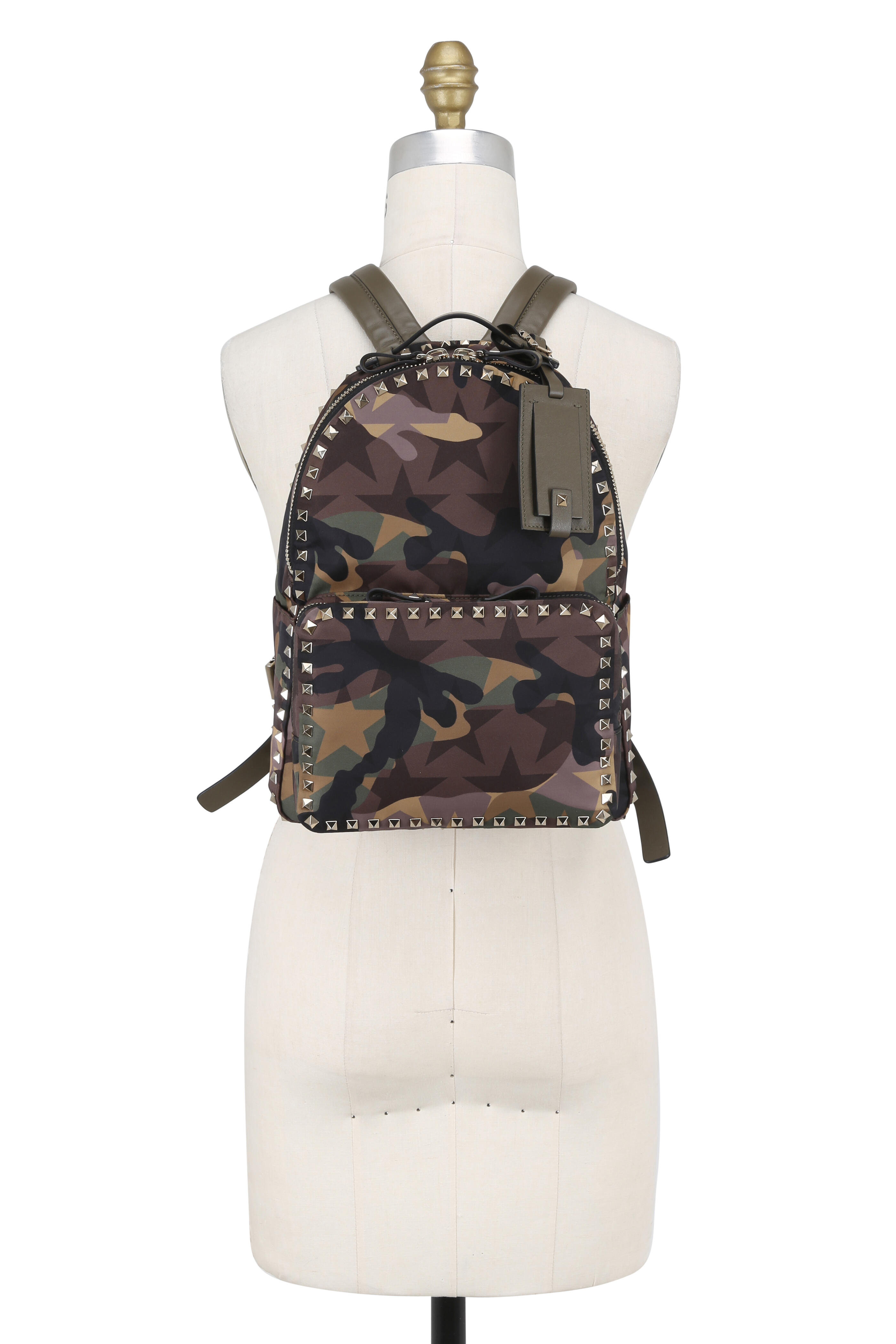 skuffet Port Marine Valentino Garavani - Rockstud Army Green Graphic Camo Nylon Backpack