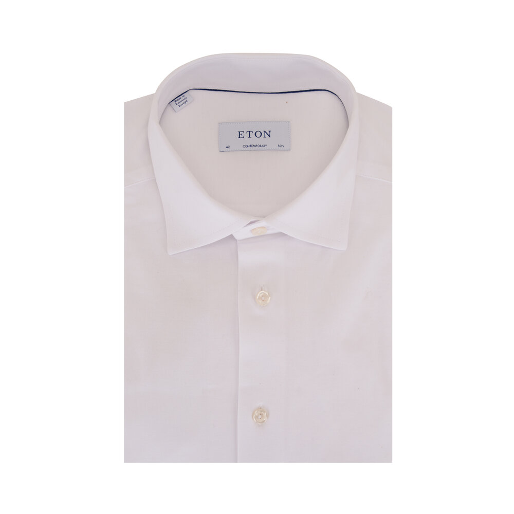 eton cont black woven dress shirt