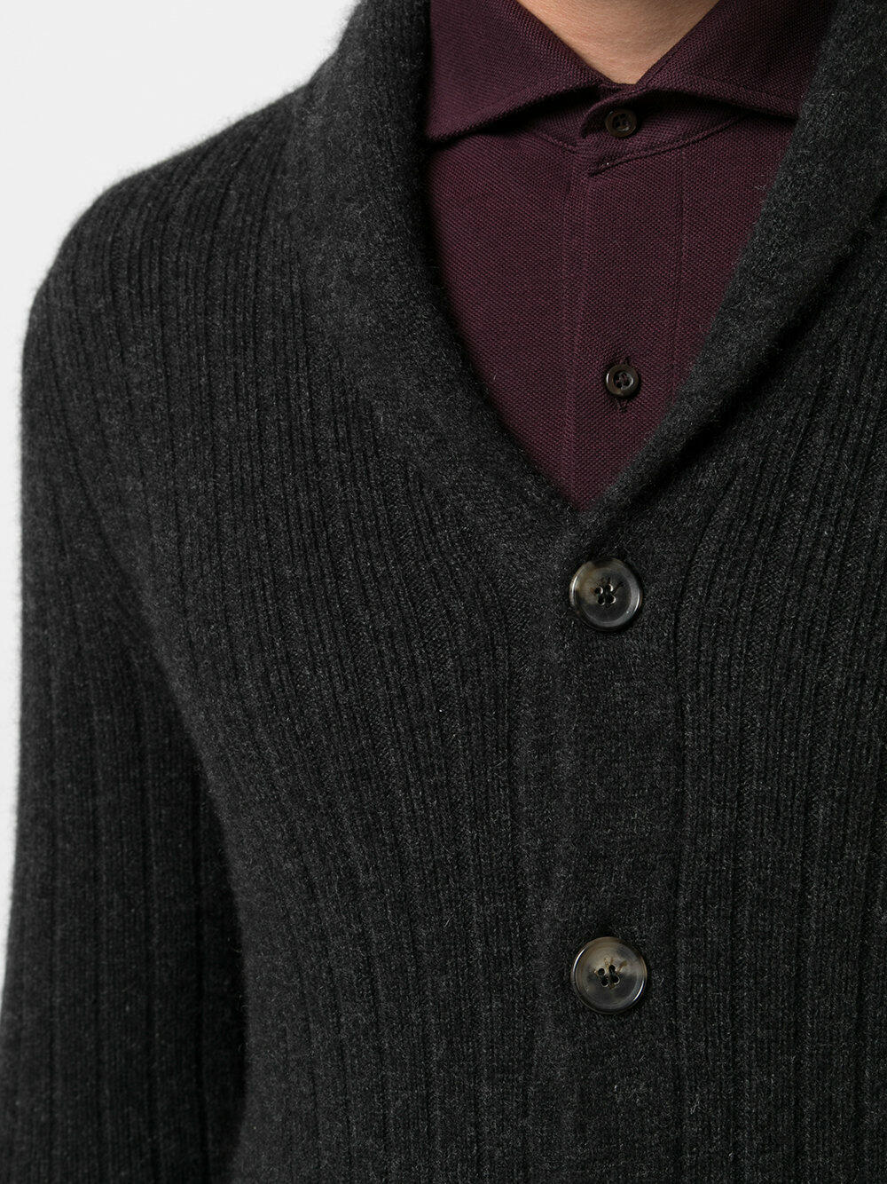 Grey Shawl Collar Button Sweater