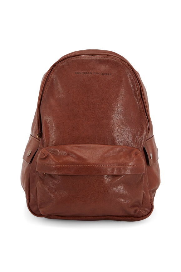Brunello Cucinelli Medium Brown Leather Backpack