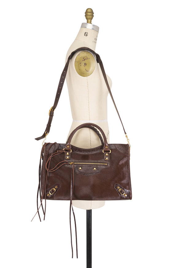 Balenciaga Le City Brown Pony Hair Top Handle Bag - view 5