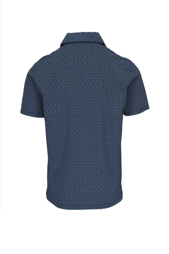 Patrick Assaraf - Midnight Leaf Print Cotton Stretch Polo