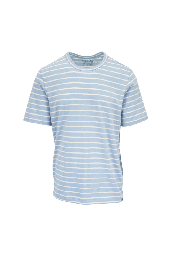 Faherty Brand Sunwashed Bermuda Sail Blue & White Stripe T-Shirt