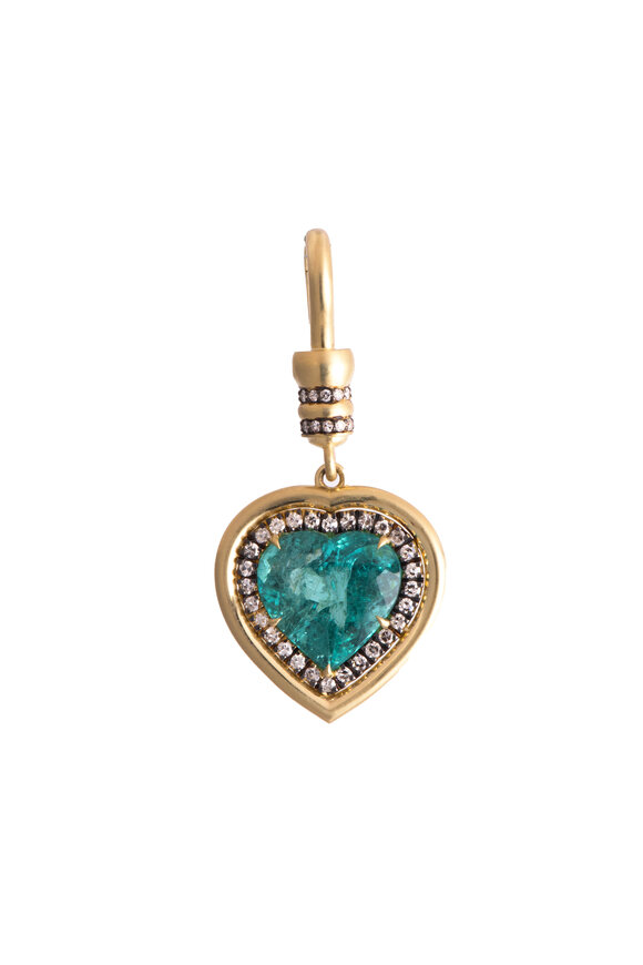 Sylva & Cie 18k Yellow Gold Brazilian Tourmaline Heart Pendant - view 1
