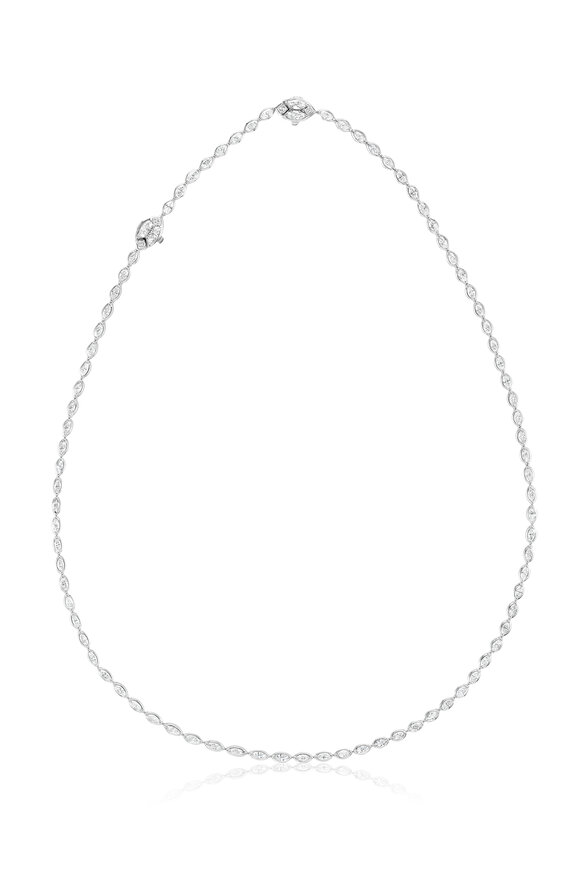Nam Cho 18k White Gold Marquise Diamond Riviera Necklace