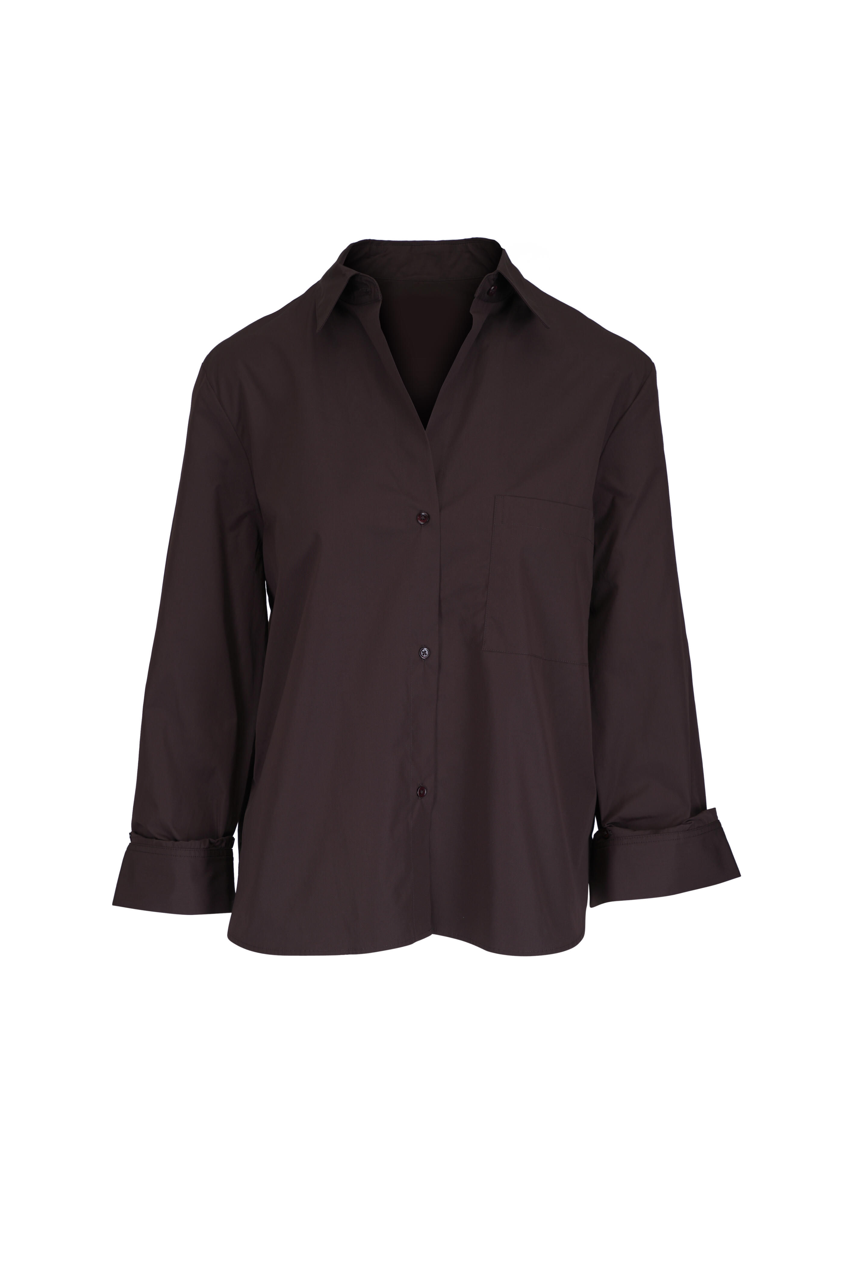 TWP - Next Morning Chocolate Cotton Button Up Shirt