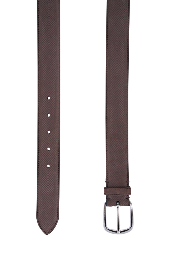 Paolo Vitale Dark Brown Embossed Nubuck Belt - view 2