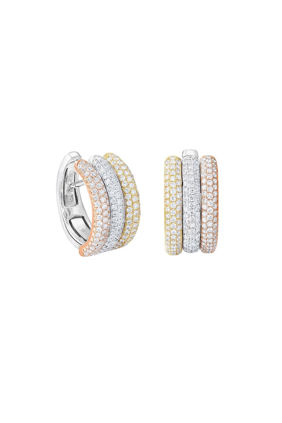 64 Facets Triple Diamond Stardust Huggie Earrings