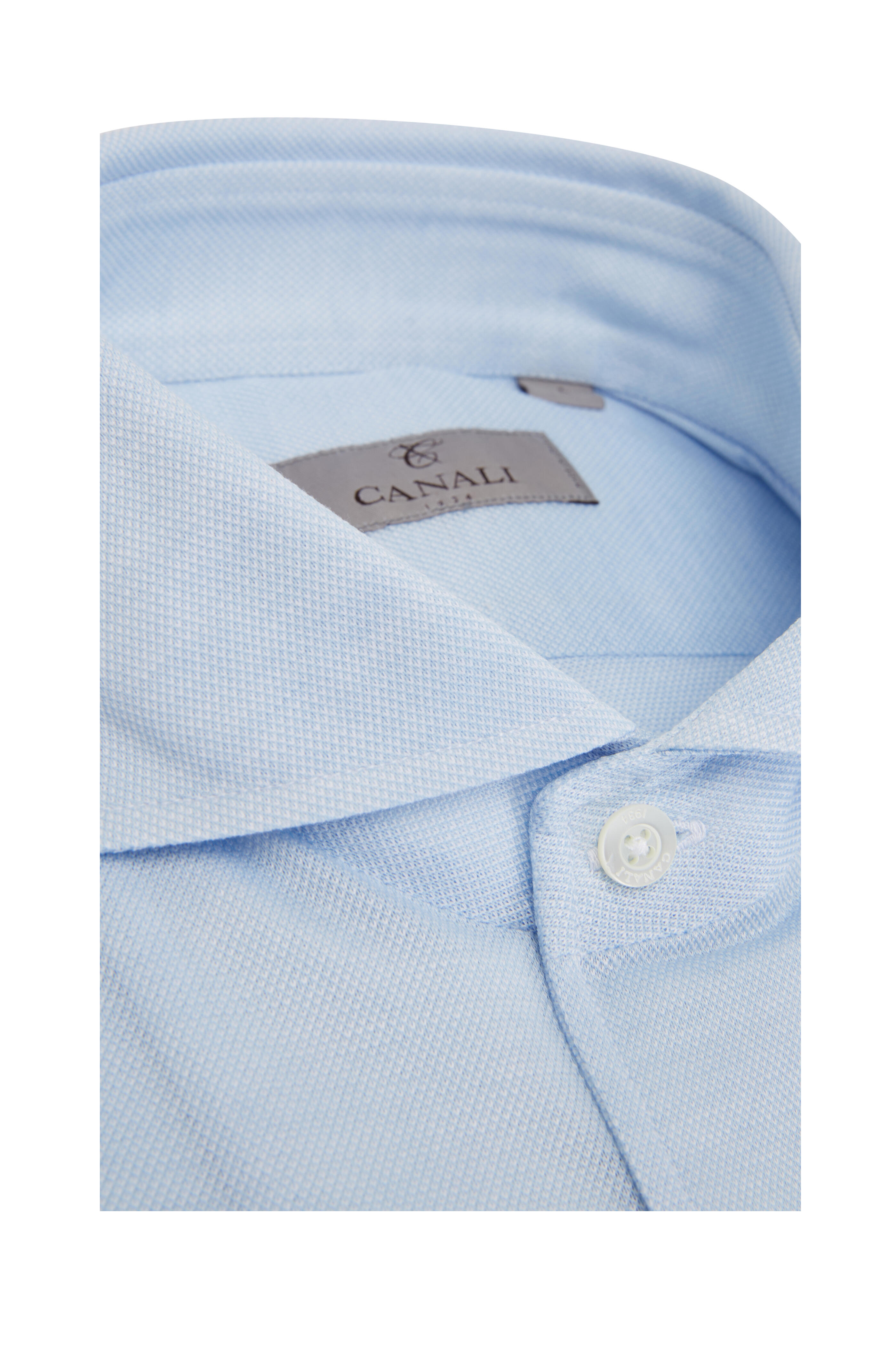 Shop Canali Collared Button-Down Jersey Shirt