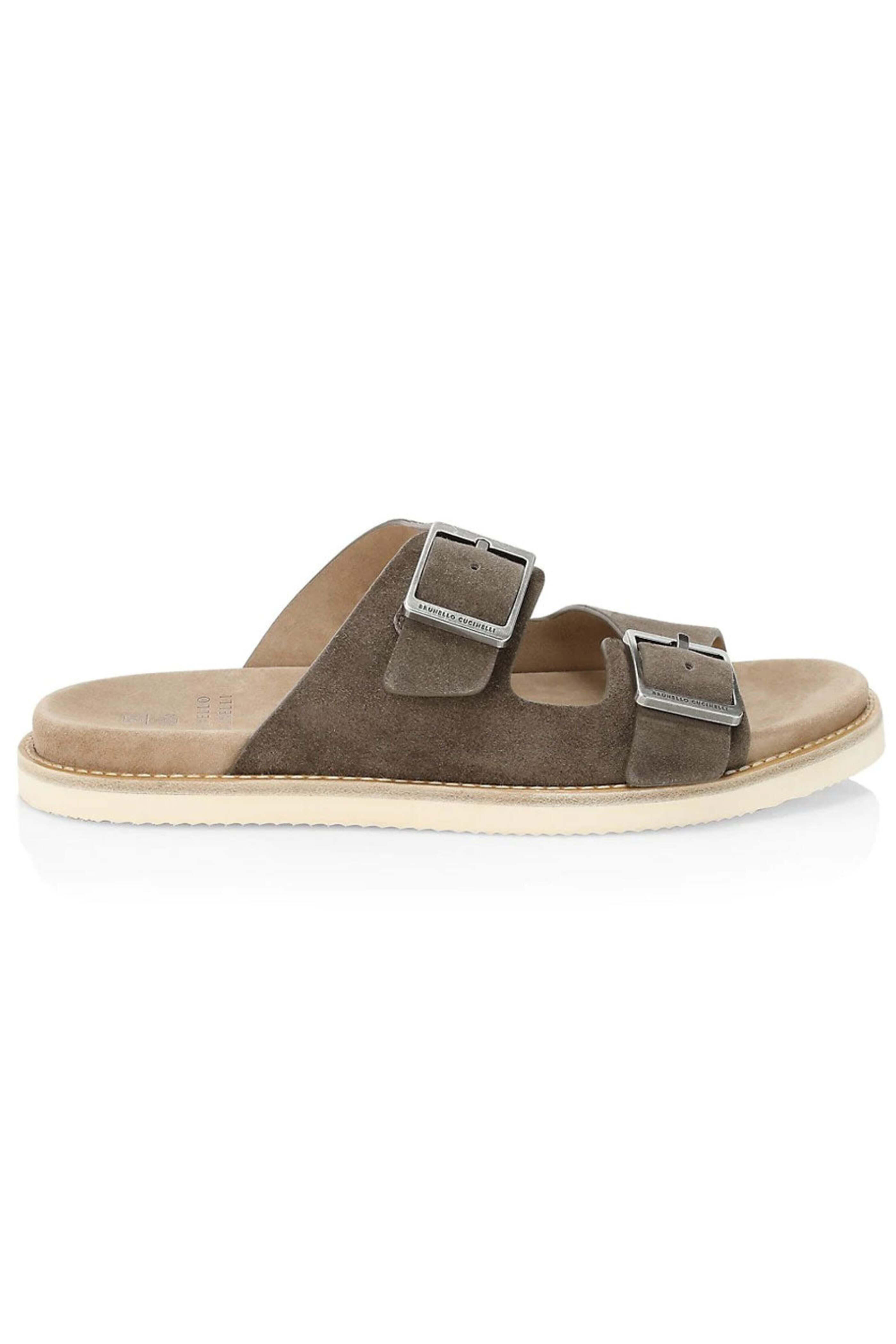 Brunello Cucinelli - Suede Buckle Sandal in Brown