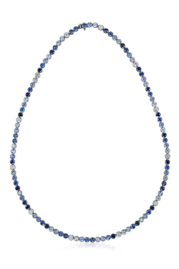 Nam Cho 18k Multi Shade Blue Sapphire & Diamond Necklace - view 1