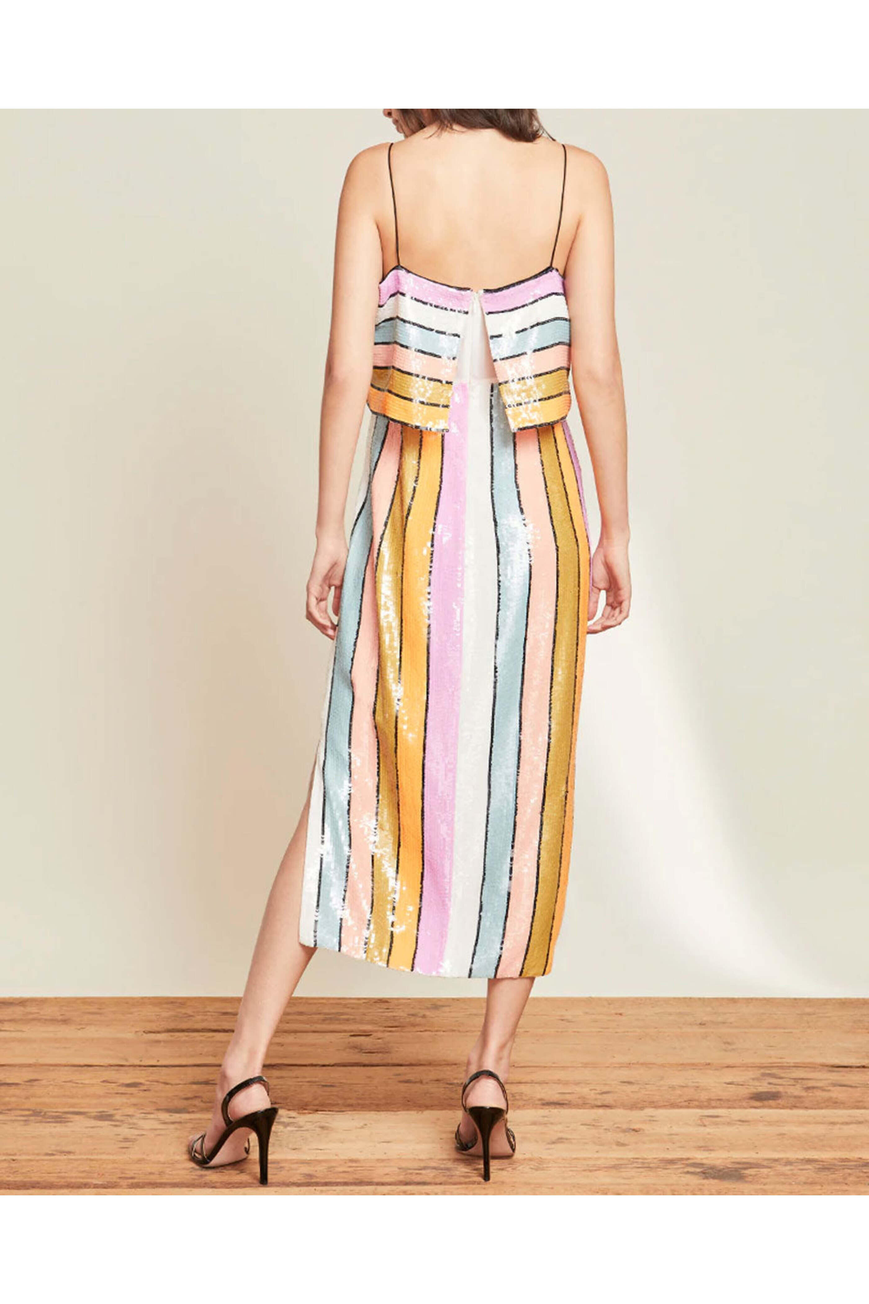 Veronica Beard - Multi Sequin Stripe Ivanna Midi Dress