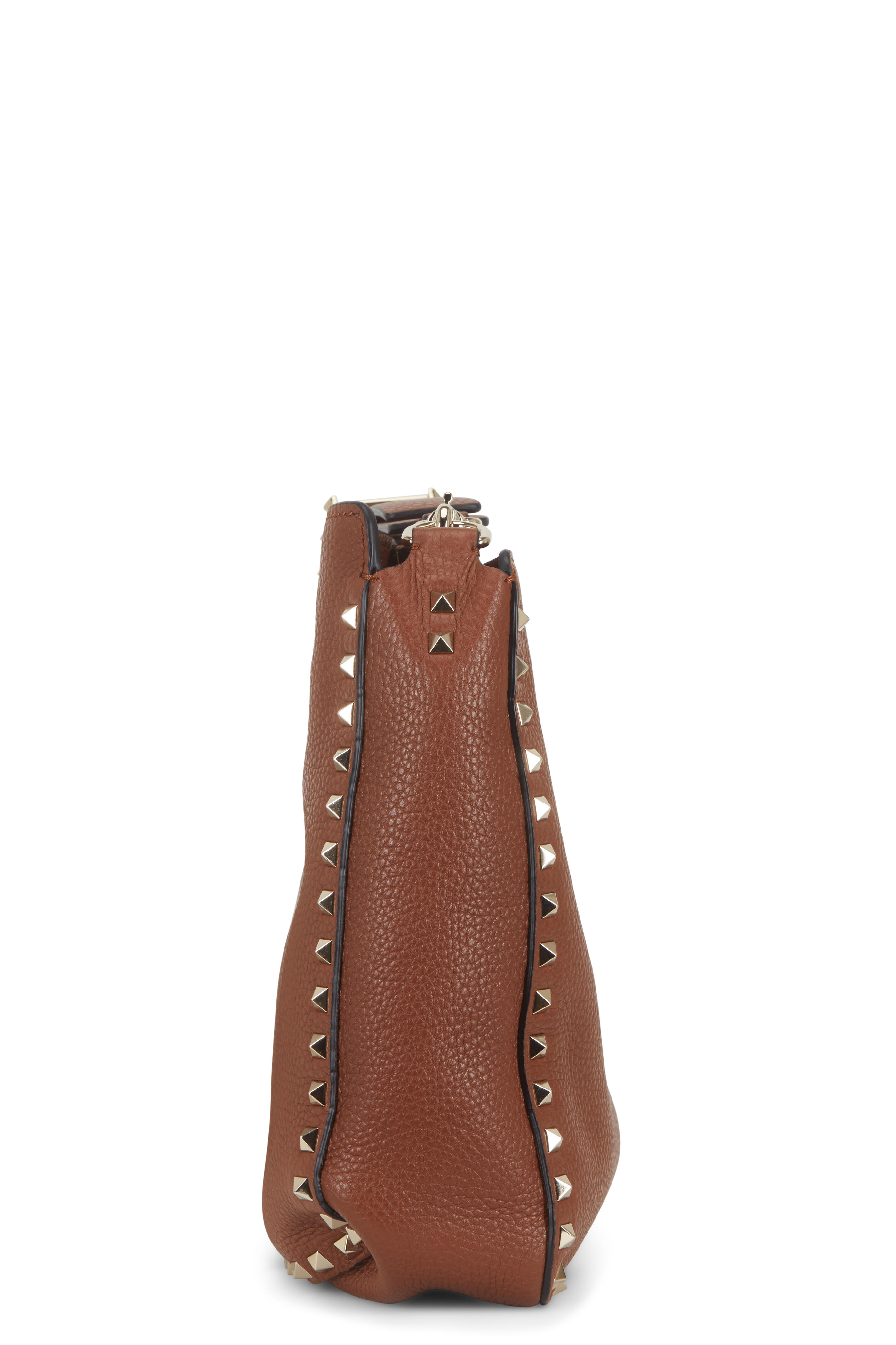 Valentino Garavani - Rockstud Cognac Leather Small Hobo