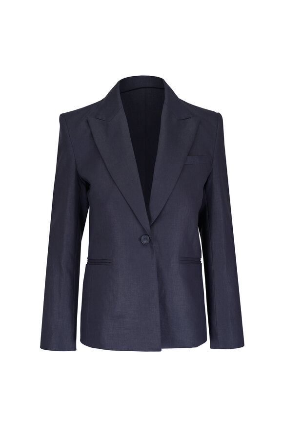 TWP Boy Midnight Blue Chintzed Linen Blazer