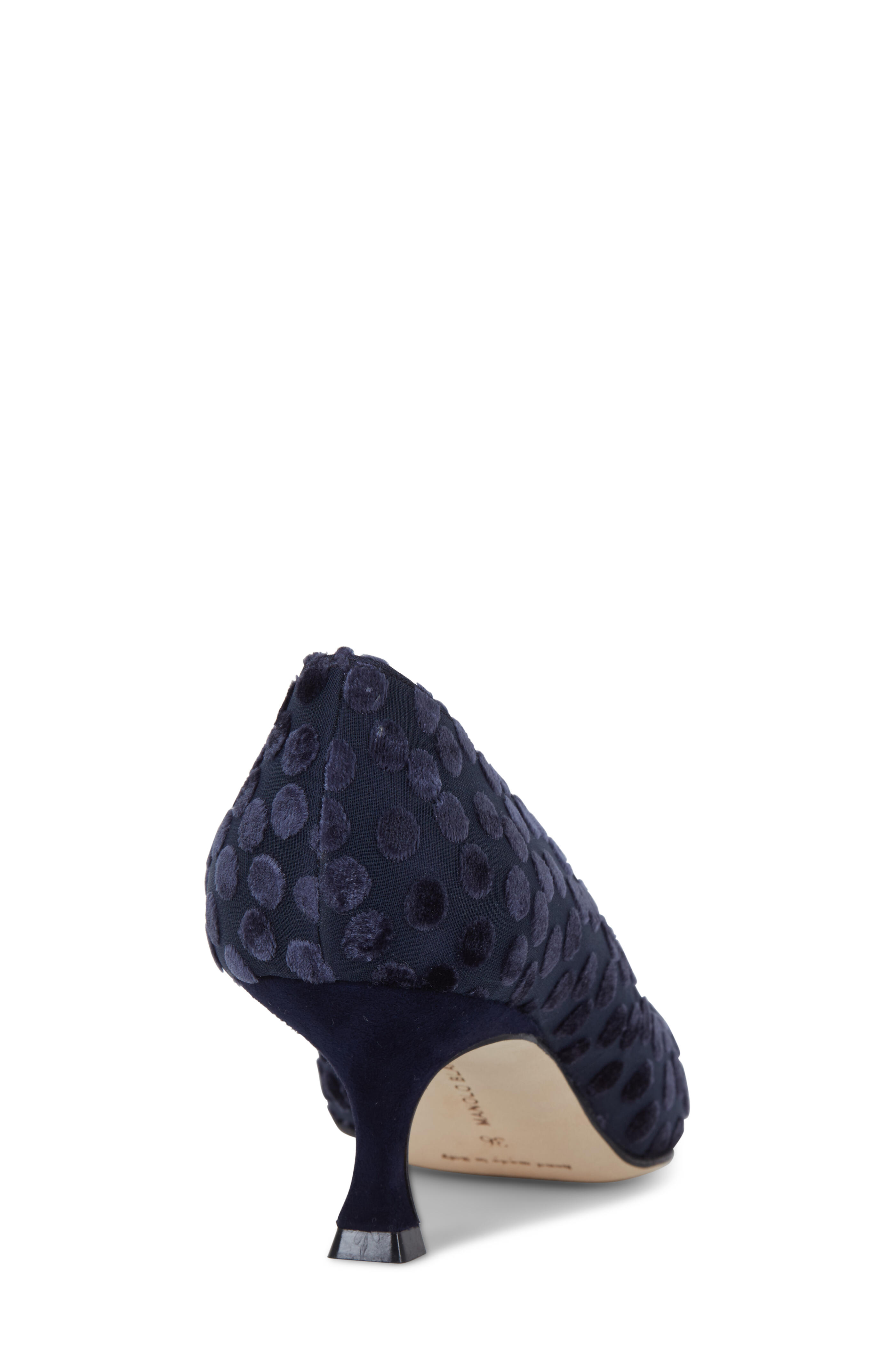 Manolo Blahnik - Lisa Velvet Tonal Polka Dot Pump, 50mm
