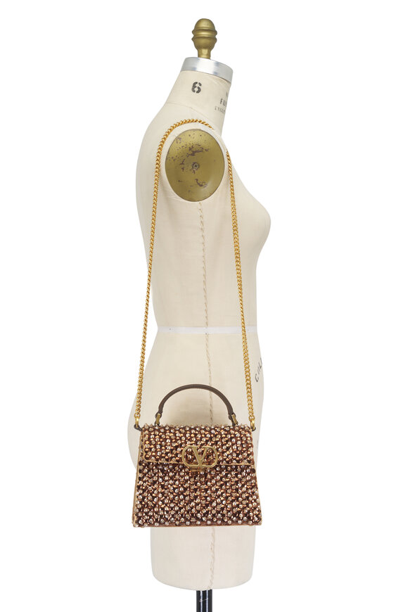 Valentino Garavani Mini VSling Gold Embroidered Top Handle Bag - view 7