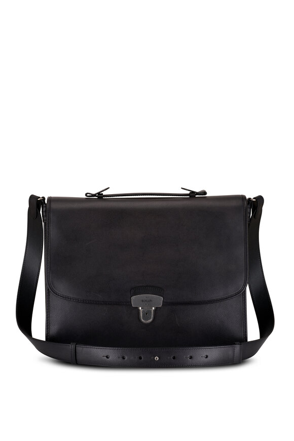 Berluti - Postino Nero Grigio Leather Briefcase