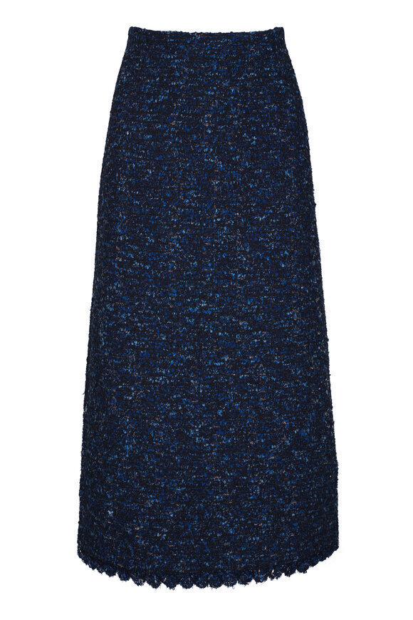 Lafayette 148 New York Cosmos Bouclé Tweed Crochet Trim Skirt