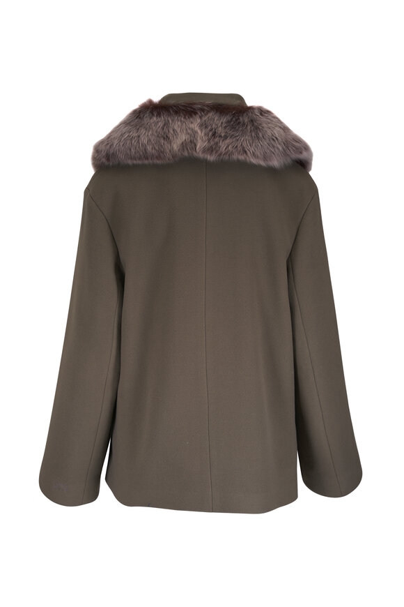Loewe Taupe Wool & Cashmere Short Coat - view 4