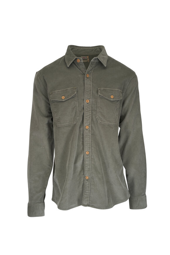 Faherty Brand Light Pine Stretch Terry Corduroy Workshirt
