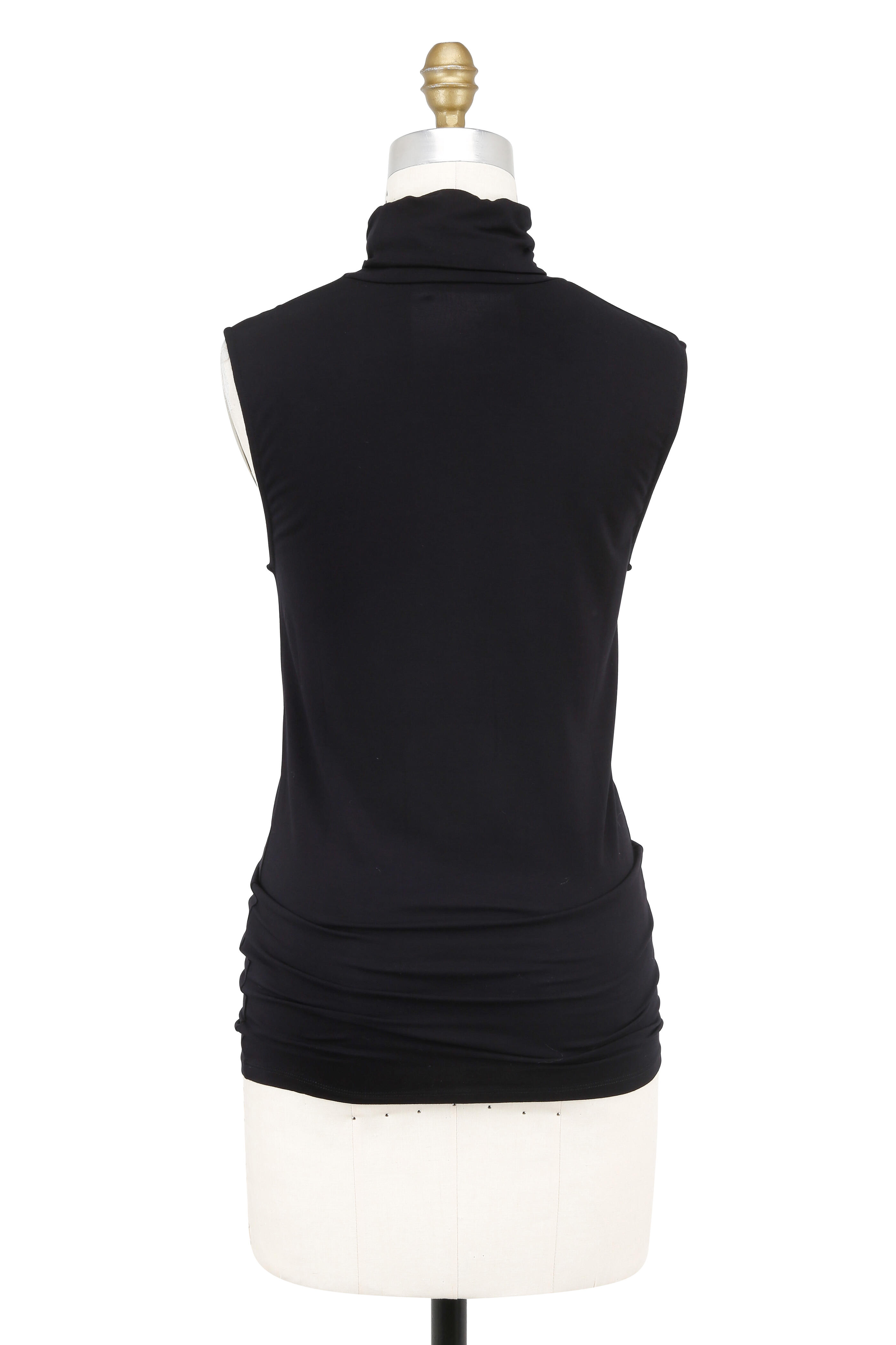 Majestic - Black Stretch Jersey Sleeveless Turtleneck