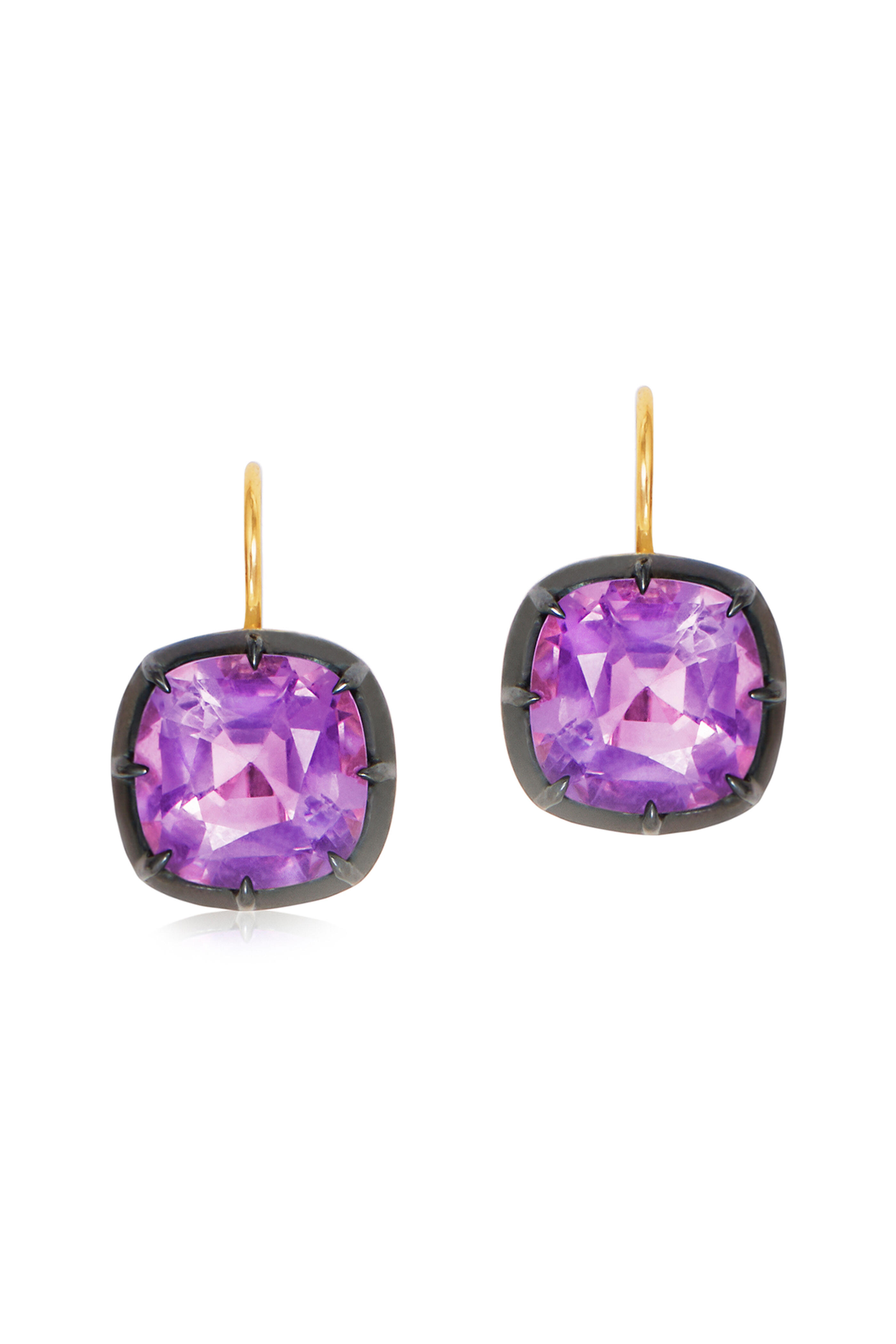 Kwiat - Amethyst Cushion Collet Drop Earrings