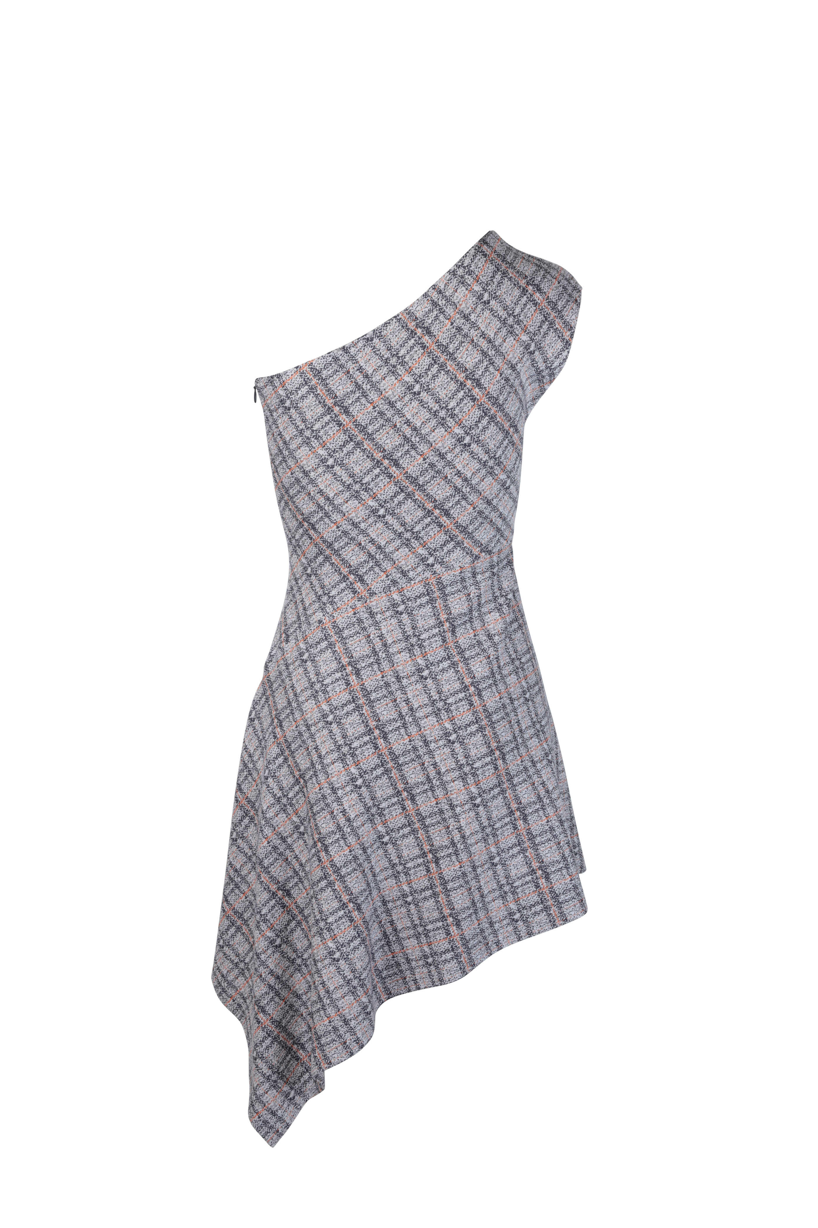 Rosetta Getty - Navy Blue & Poppy One Shoulder Asymmetrical Top