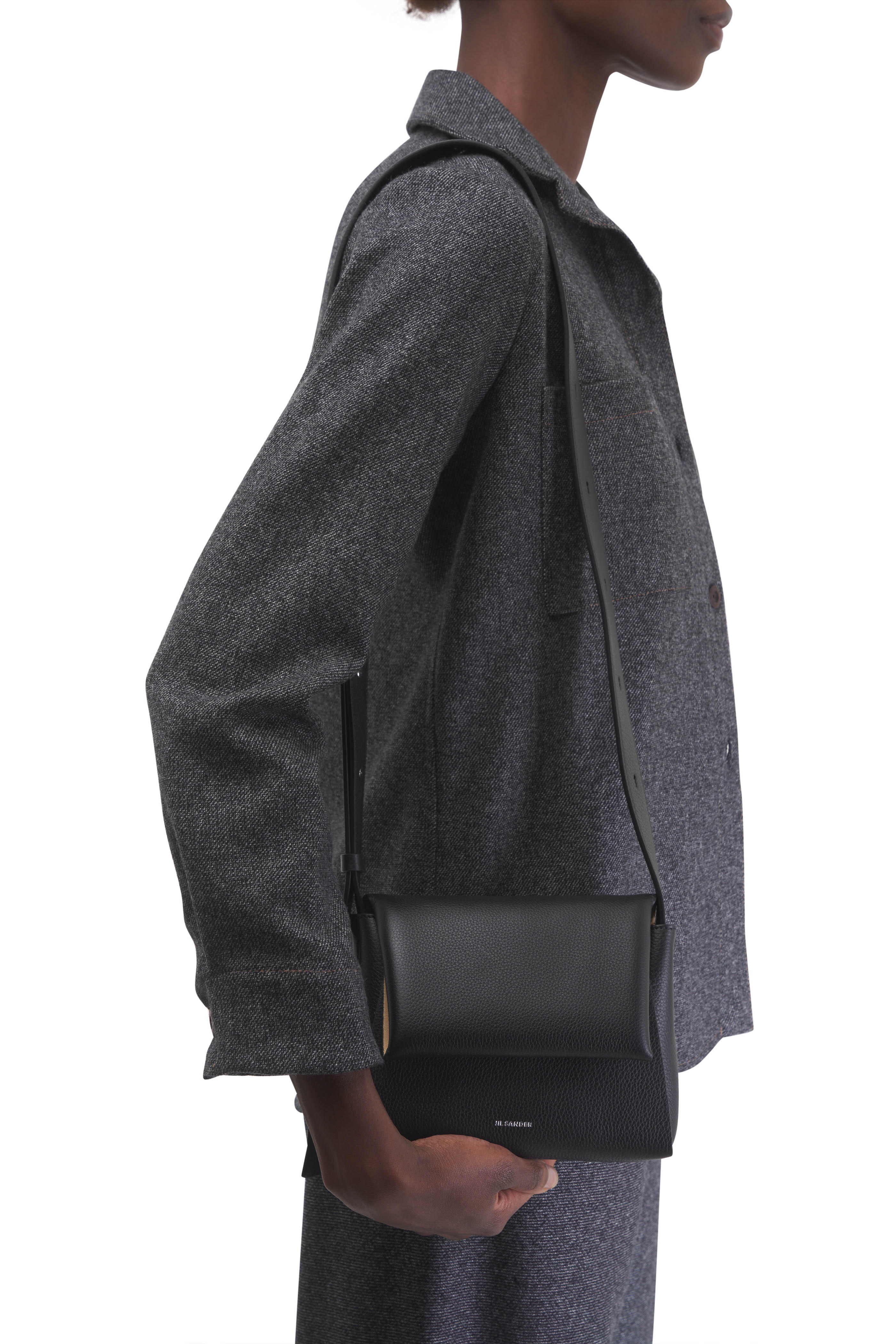 Jil Sander - Mini Envelope Messenger Black Leather Bag