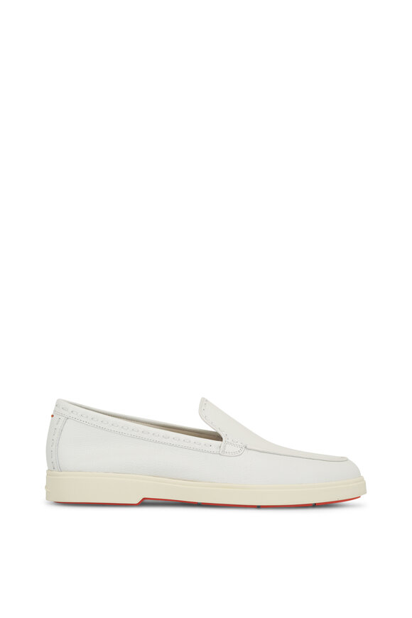 Santoni - Yalta Row White Leather Loafer