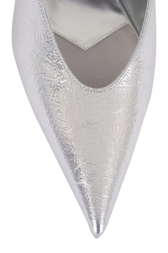 Christian Louboutin Miss Z Silver Leather Mule, 80mm - view 6
