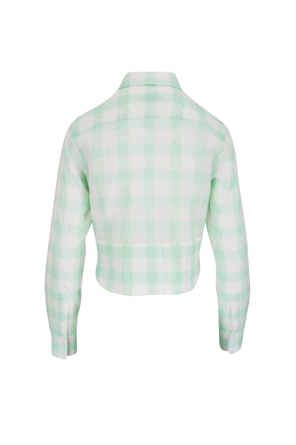 Odeeh Glass Green Plaid Cotton Gauze Vichy Blouse - view 2