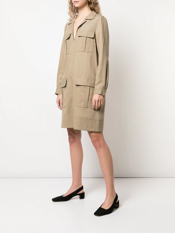 Partow - Adler Khaki Flap Pocket Trench Dress