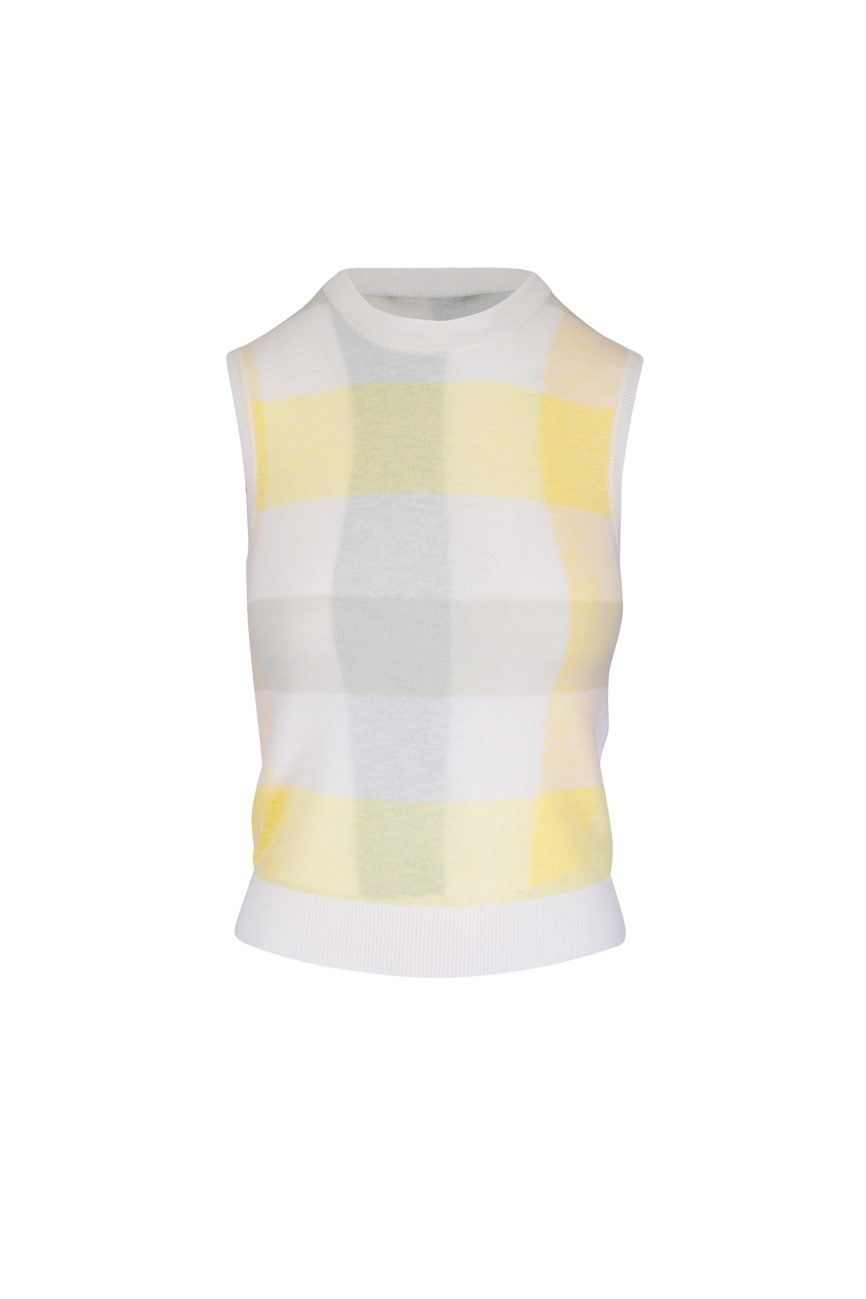 Vince - Dandelion Plaid Crewneck Sweater Tank - view 1