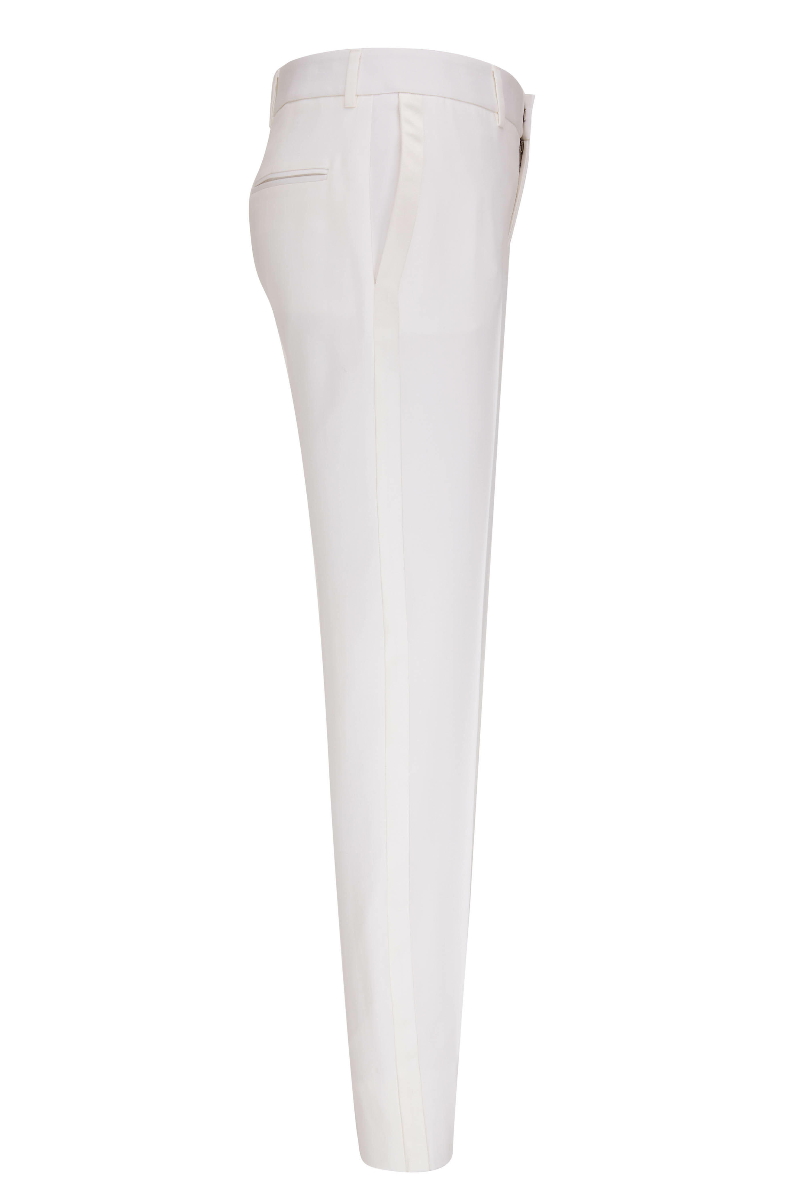 Saint Laurent - Shell White Wool Skinny Fit Tuxedo Pant