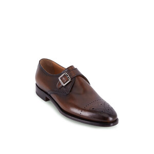 Kiton - Brown Leather Single Monk Strap Shoe | Mitchell Stores