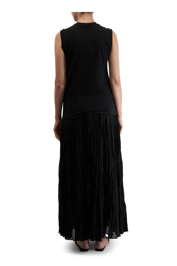 Totême - Crinkled Black Plissé Maxi Skirt 