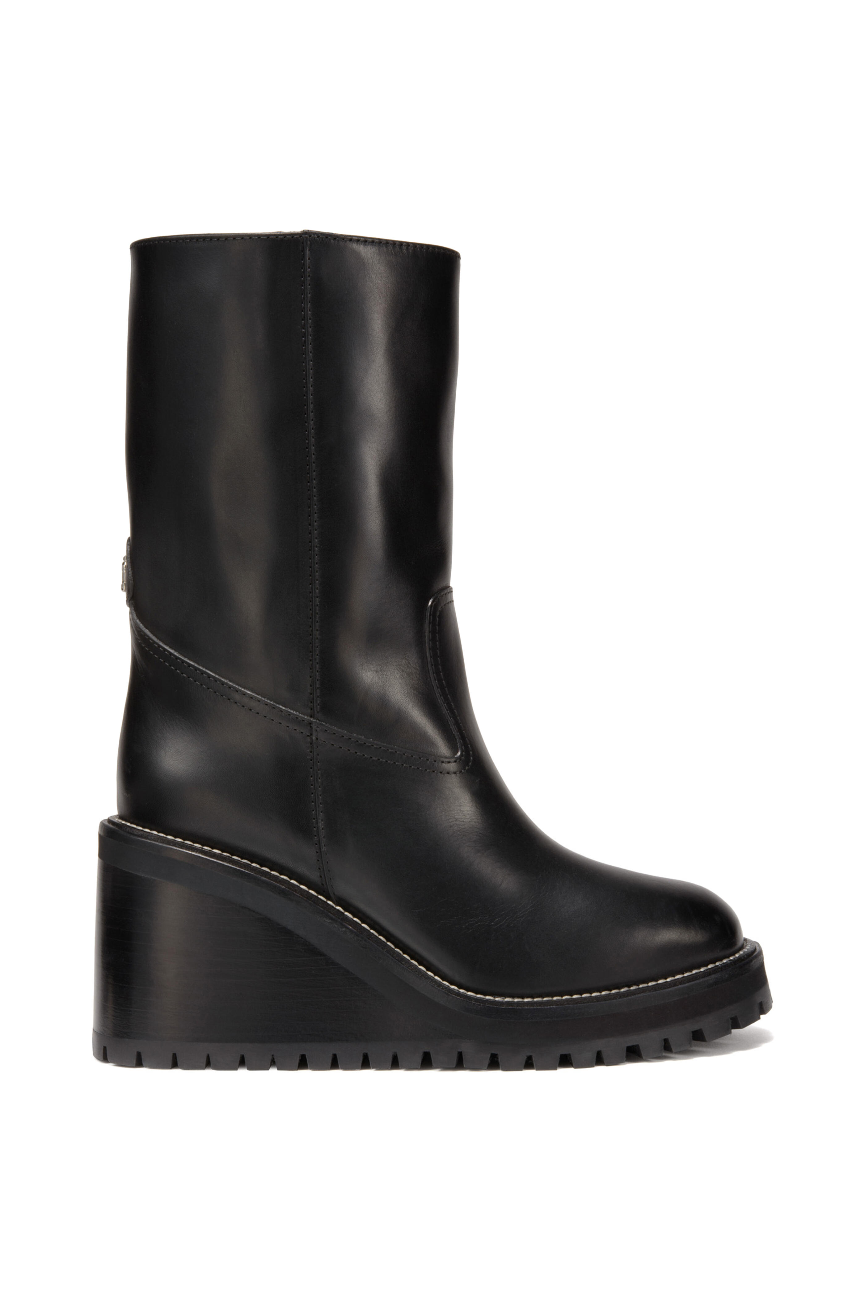 Jimmy Choo - Yola Black Leather Wedge Boot, 80mm